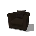 Comfortable Black Single Sofa With Textured Cushion Modern Design 3d model
