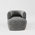 Modern Gray Fabric Single Sofa with Rounded Design for Living Room 3d model