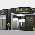 HONOR TONGHUA Door Industry Exhibition Booth With Modern Black Design And Door Displays
