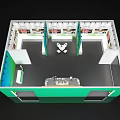 Ruijiu Meixi Wine City Exhibition Booth With Blue Green Backdrop And Green Plants