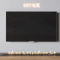 Wall Mounted Sony TV Above Modern Electric Fireplace With Flames In Living Room