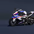 Sporty White Blue Red Motorcycle With Aerodynamic Design Sleek Body Alloy Wheels