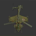 Intricate Helicopter Model With Green Gold Mechanical Details Weapons And Rotors