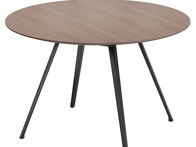 Modern Round Coffee Table With Wooden Tabletop And Sturdy Black Metal Legs For Living Room 3d model