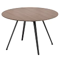 Modern Round Coffee Table With Wooden Tabletop And Sturdy Black Metal Legs For Living Room