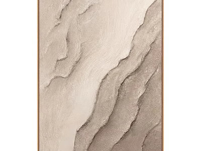 Abstract Textured Wall Decor with Beige Light Brown Wavy Lines and Wooden Frame 3d model