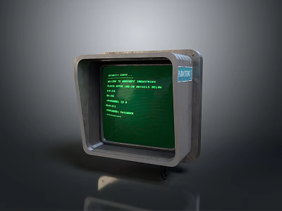 Vintage Retro Computer Monitor With Green Screen And Text Display Design 3d model