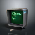 Vintage Retro Computer Monitor With Green Screen And Text Display Design