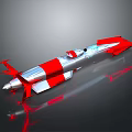 Silver And Red Streamlined Spacecraft With Aerodynamic Structure For Cosmic Exploration