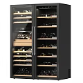 Modern Black Double Door Wine Cooler With Multiple Shelves For Wine Storage