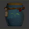 Blue Glass Storage Jar With Wooden Lid Brown Rope And Hanging Tag
