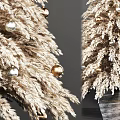 Ornamental Potted Bonsai Tree With White Foliage And Gold Silver Decorative Balls