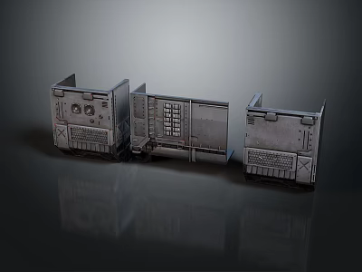 Industrial Metal Equipment Units With Control Panels And Electronic Components 3d model