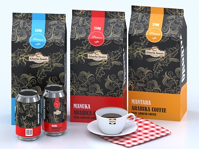 coffee beverage coffee bag coffee cup coffee packaging model