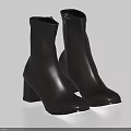 Black Leather Ankle Boots With Block Heel And Side Zipper For Everyday Wear