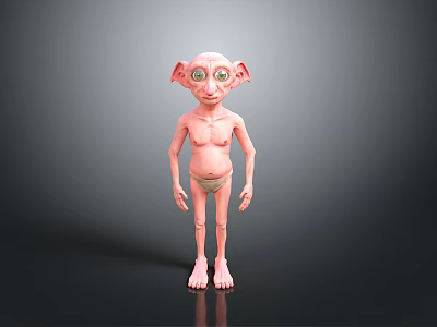 Animated Fantasy 3D Character With Big Eyes Large Ears And Slender Body Model 3d model