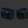 Blue and Black Lidded Storage Equipment with Mesh Panels Support Structures and Indicator Lights 3d model