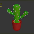 Green Cactus Plant with Spiky Arms in Red Ceramic Pot for Natural Home Decor