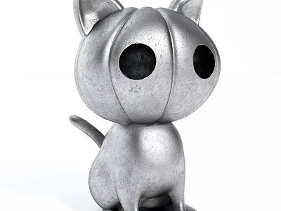 Silver Cat Shaped Decorative Ornament Set For Modern Home Tabletop Decoration 3d model