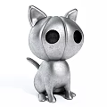Silver Cat Shaped Decorative Ornament Set For Modern Home Tabletop Decoration