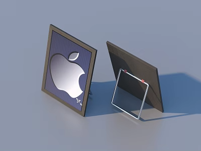 Modern Square Photo Frames With Apple Logo And Black Display Stand For Home Decor 3d model