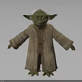 Green Skinned Long Eared Fictional Character Wearing Brown Robe With White Hair Standing Pose