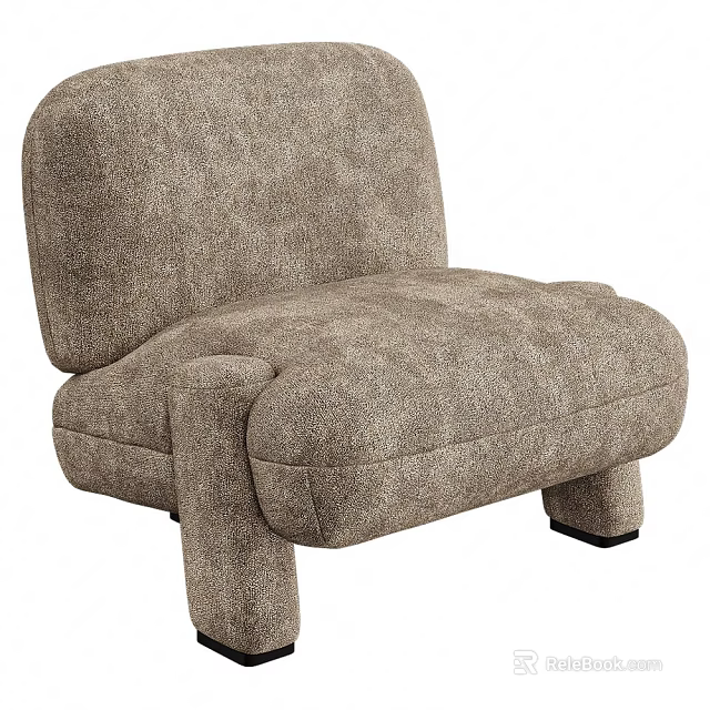 Cozy Light Brown Fabric Single Sofa with Modern Design Plush Backrest and Armrests 3d model 