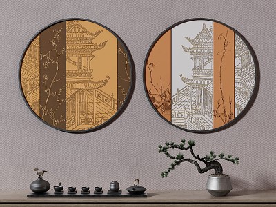 New Chinese Round Frame Painting Decorative Painting model