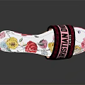 Christian Louboutin Women's High Heel Slippers With Floral Print And Strap Design