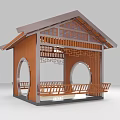 Modern Landscape Pavilion with Wooden Structure Dark Roof Circular Design and Benches