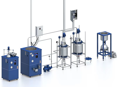 Advanced Industrial Equipment Setup With Reactors Mixing Units And Control Systems 3d model