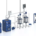 Advanced Industrial Equipment Setup With Reactors Mixing Units And Control Systems