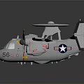 Military AWACS Aircraft Model With Silver Body Radar Dome Four Propellers And Twin Tails