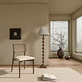 Modern Leisure Chair With Woven Backrest Light Cushion Floor Lamp Near Window On Carpet