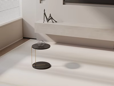 Elegant Modern Round Side Table With Black Stone Top And Gold Metal Frame Decor 3d model