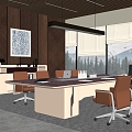 Modern Office Meeting Room Large Meeting Room Open Meeting Room Meeting Table and Chair Combination Desk Office Chair Filing Cabinet Chandelier Office Jewelry Ornaments 3d model