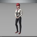 3D Character With Pink Hair White Shirt Black Tie Dark Pants Pink Shoes Standing Pose