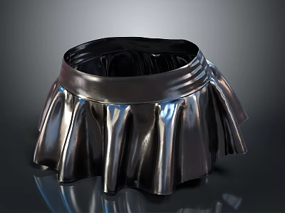 Modern Metal Household Bowl With Pleated Design And Shiny Surface 3d model