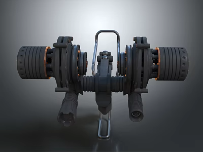Black And Orange Mechanical Fitness Equipment With Metal Frame And Weight Plates 3d model