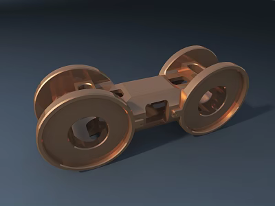 Other Golden Metal Mechanical Component With Four Round Wheels Design 3d model