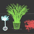 Assorted Potted Plants With Wide Leaves Small Tree And Green Vines