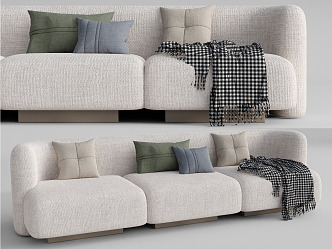 Modern three-seat sofa multiplayer sofa 3d model