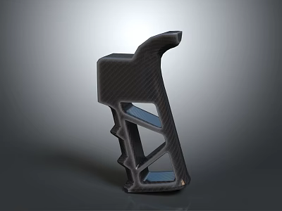 Modern Weapon Grip Component Featuring Carbon Fiber Material And Geometric Design 3d model