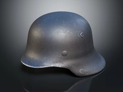 Vintage Metal Helmet With Distressed Finish And Classic Military Design Elements 3d model
