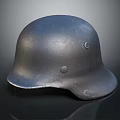 Vintage Metal Helmet With Distressed Finish And Classic Military Design Elements