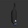 Gray Black And White 3D Cat Model Wearing Blue Mask With Yellow Eyes