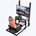 Professional Computer Racing Simulator Setup With Dual Monitors Steering Wheel And Pedals 3d model
