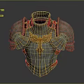 Medieval Metal Armor With Gold Decoration And Red Tassels Chest Plate Design