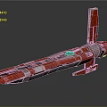Red Futuristic Sci Fi Spaceship With Streamlined Body Sleek Structure And Metallic Accents