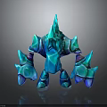 Ethereal Blue Crystal Spiked Creature Character With Mythical Fantasy Limb Structure